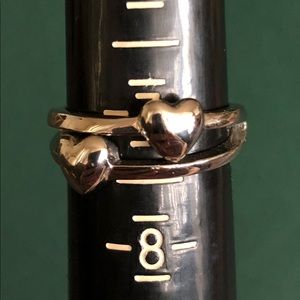 Sterling silver double heart band ring